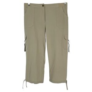 Zenergy Chicos Tan Cargo Crop Pants Women Sz 1 Sm US 8 Khaki Stretch Athleisure